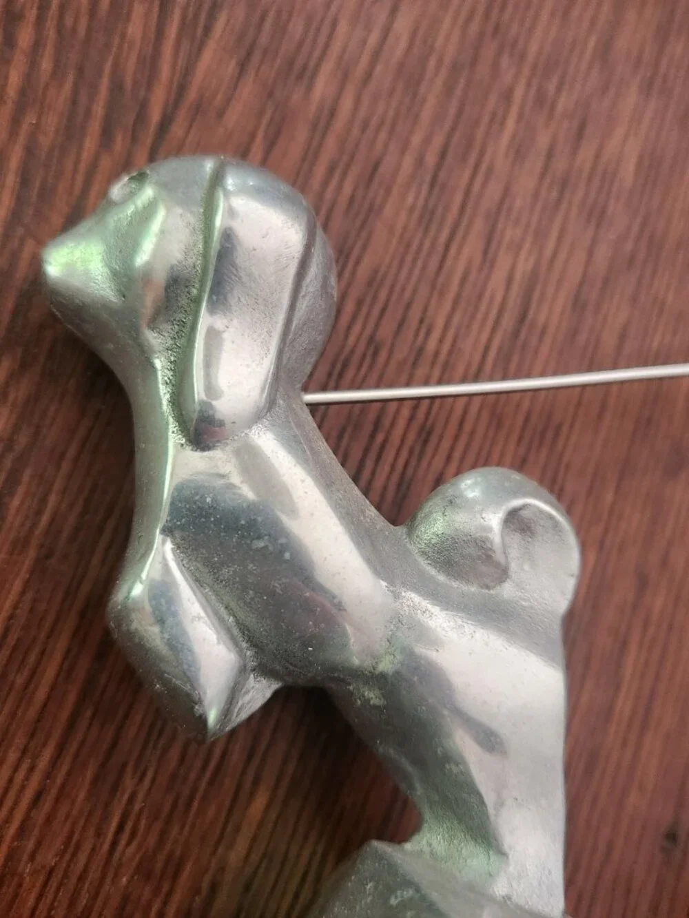 Vintage 1973 Chris Petersen Aluminum Sculpture Man Boy With Dog Mid Century MCM